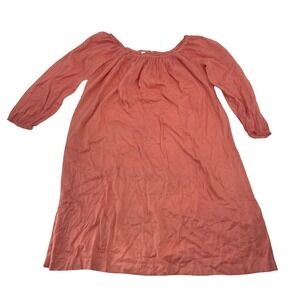 DÔEN Women Dress Peasant Boho Coral Pink Cotton Small